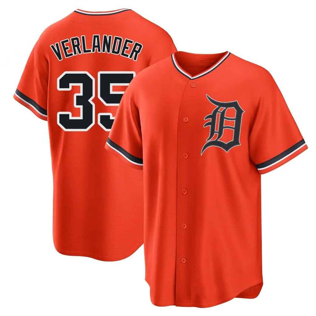 Kdoa D.Tigers #35 Justin Verlander Player Orange Home Game Stitched Jerseys