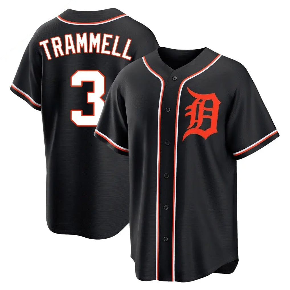 Kdoa D.Tigers #3 Alan Trammell Player Black Fashion Out Home Game Stitched Jerseys