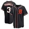 Kdoa D.Tigers #3 Alan Trammell Player Black Fashion Out Home Game Stitched Jerseys