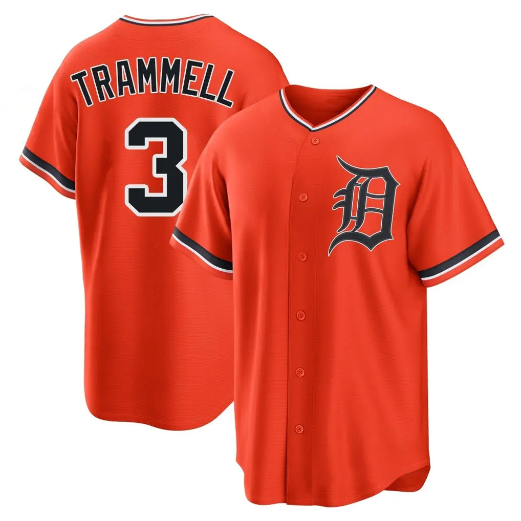 Kdoa D.Tigers #3 Alan Trammell Player Orange Home Game Stitched Jerseys