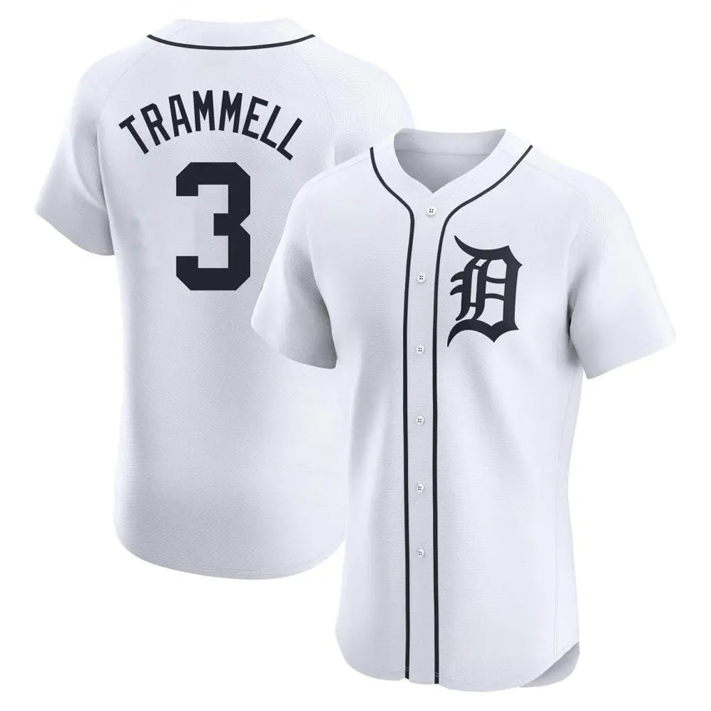 Kdoa D.Tigers #3 Alan Trammell Player White Limited Elite Home Stitched Jerseys