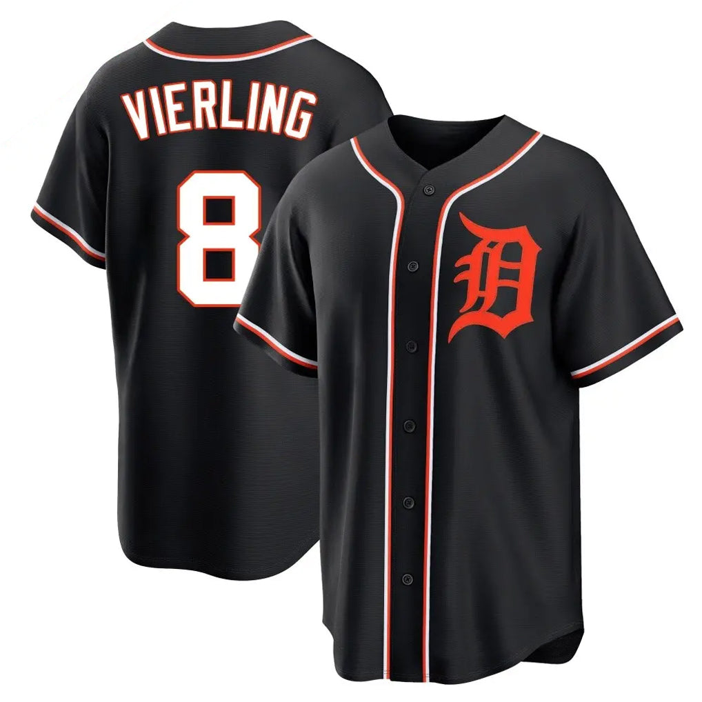 Kdoa D.Tigers #8 Matt Vierling Player Black Fashion Out Home Game Stitched Jerseys
