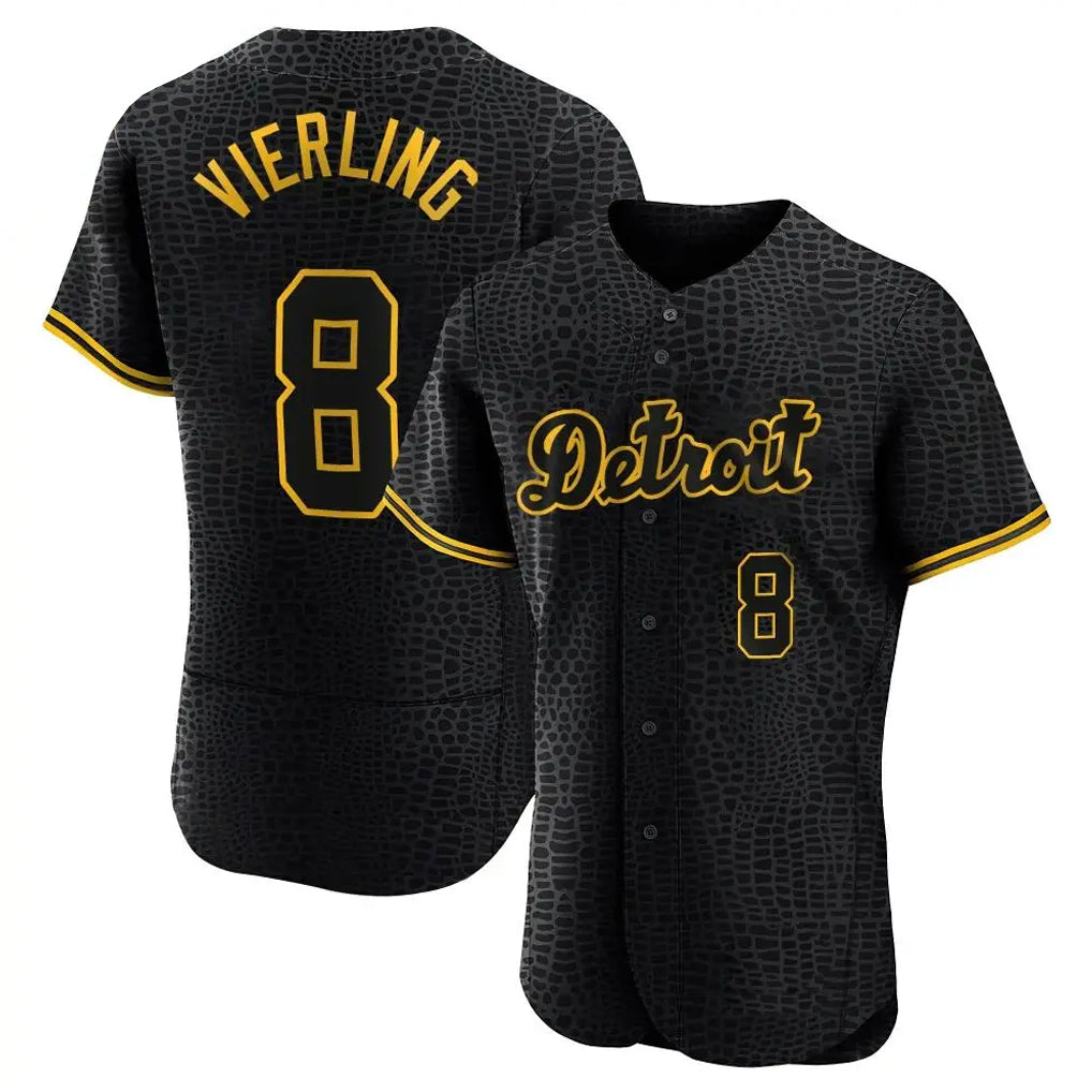 Kdoa D.Tigers #8 Matt Vierling Player Black Snake Skin City Limited Elite Home Stitched Jerseys