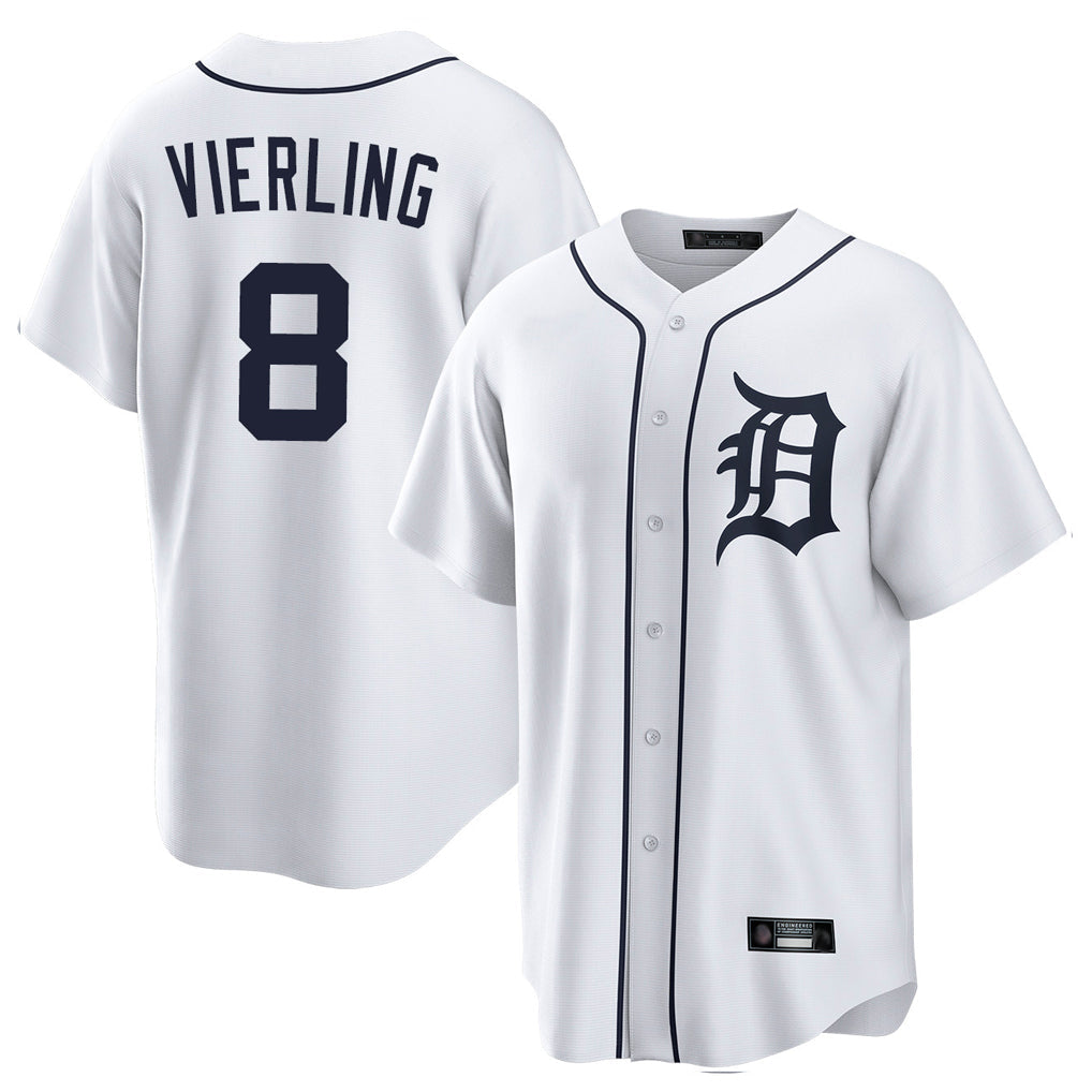 Kdoa D.Tigers #8 Matt Vierling Player White Home Game Stitched Jerseys