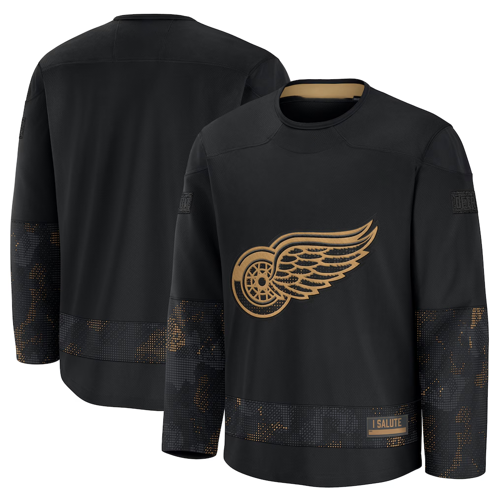Kdoa D.Red wings Black 2024 Military Appreciation Practice Jersey