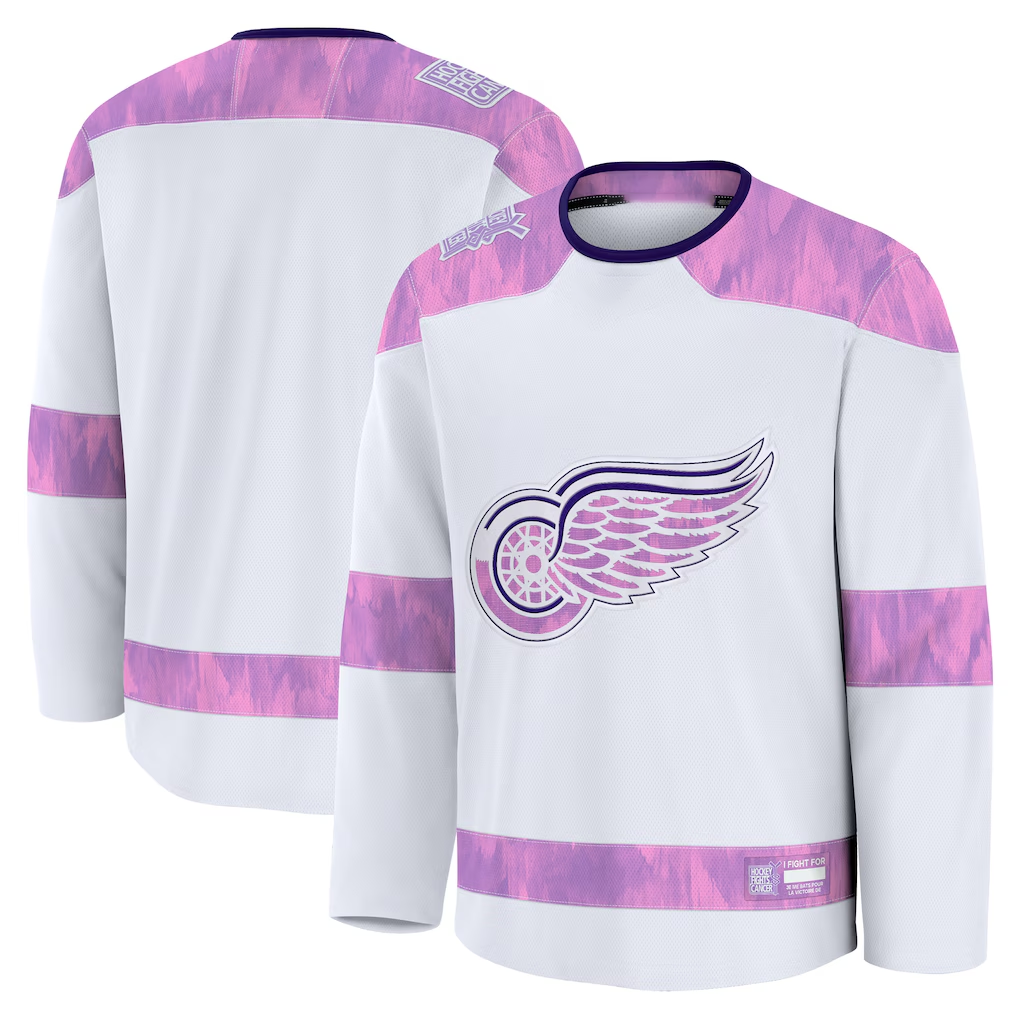 Kdoa D.Red wings White 2024 Hockey Fights Cancer Practice Jerseys