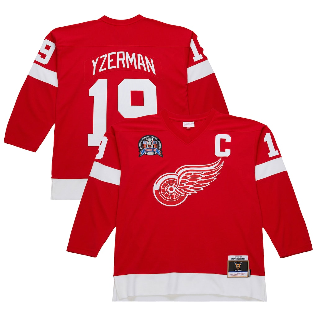 Kdoa D.Red wings #19 Steve Yzerman Scarlet 1996-97 Power Play Jerseys