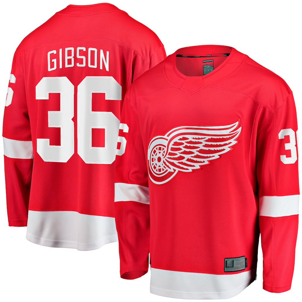 Kdoa D.Red wings #36 John Gibson Red Home Breakaway Jerseys