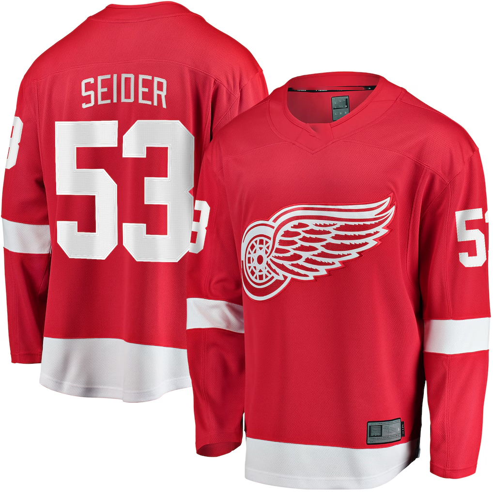 Kdoa D.Red wings #53 Moritz Seider Red Home Breakaway Player Jerseys