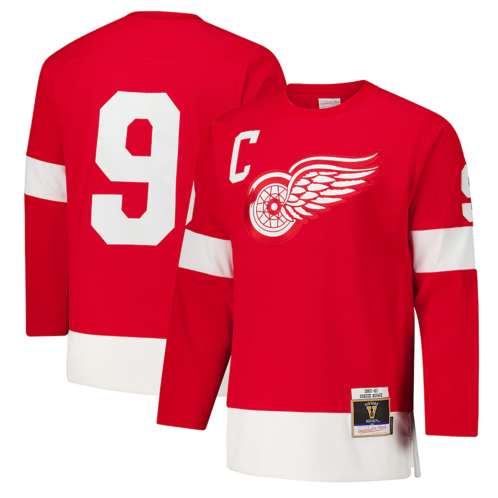 Kdoa D.Red wings #9 Gordie Howe Red 1960-61 Power Play Jerseys