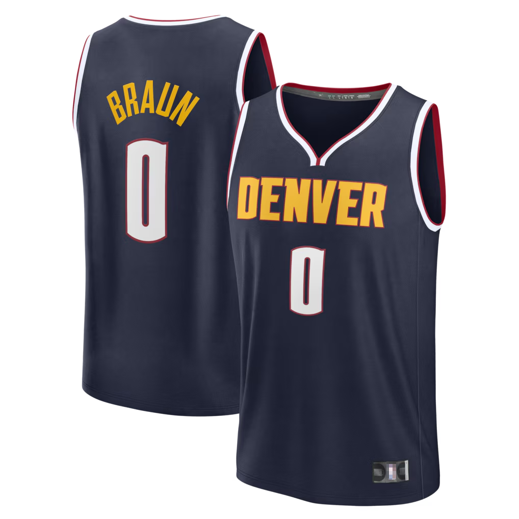 Kdoa D.Nuggets #0 Christian Braun Navy Fast Break Replica Jerseys - Icon Edition