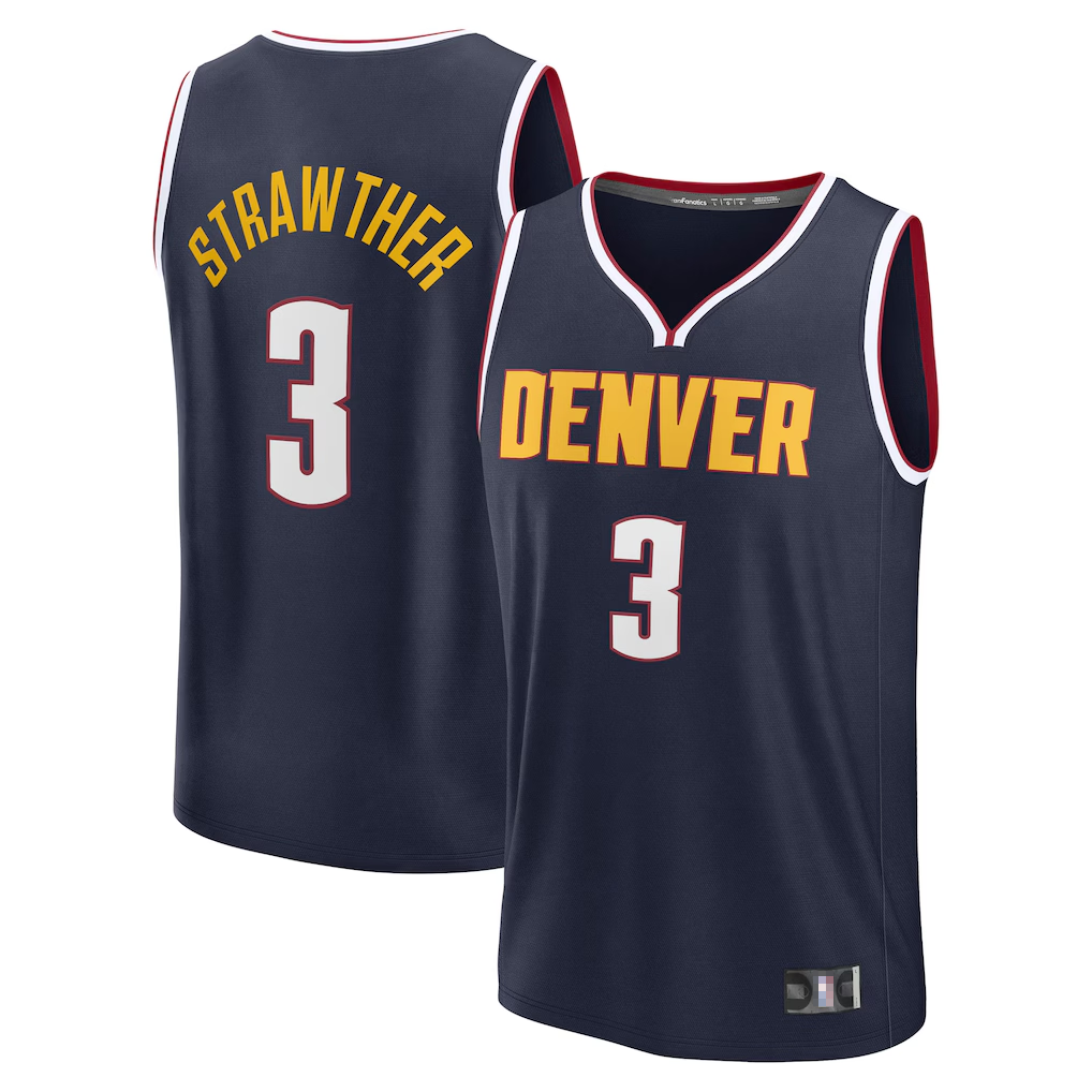 Kdoa D.Nuggets #3 Julian Strawther Navy Fast Break Replica Player Jerseys - Icon Edition