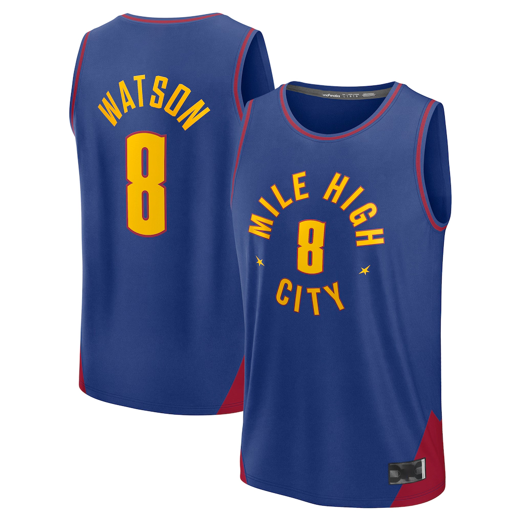Kdoa D.Nuggets #8 Peyton Watson Blue Fast Break Replica Player Jerseys - Statement Edition
