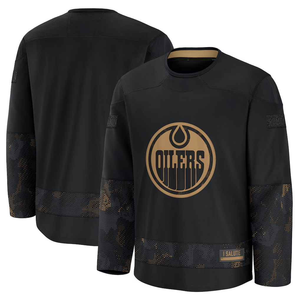 Kdoa E.Oilers Black 2024 Military Appreciation Practice Jerseys