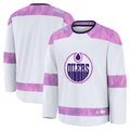 Kdoa E.Oilers White 2024 Hockey Fights Cancer Practice Jerseys