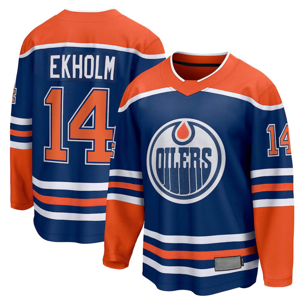 Kdoa E.Oilers #14 Mattias Ekholm Royal Home Breakaway Jerseys