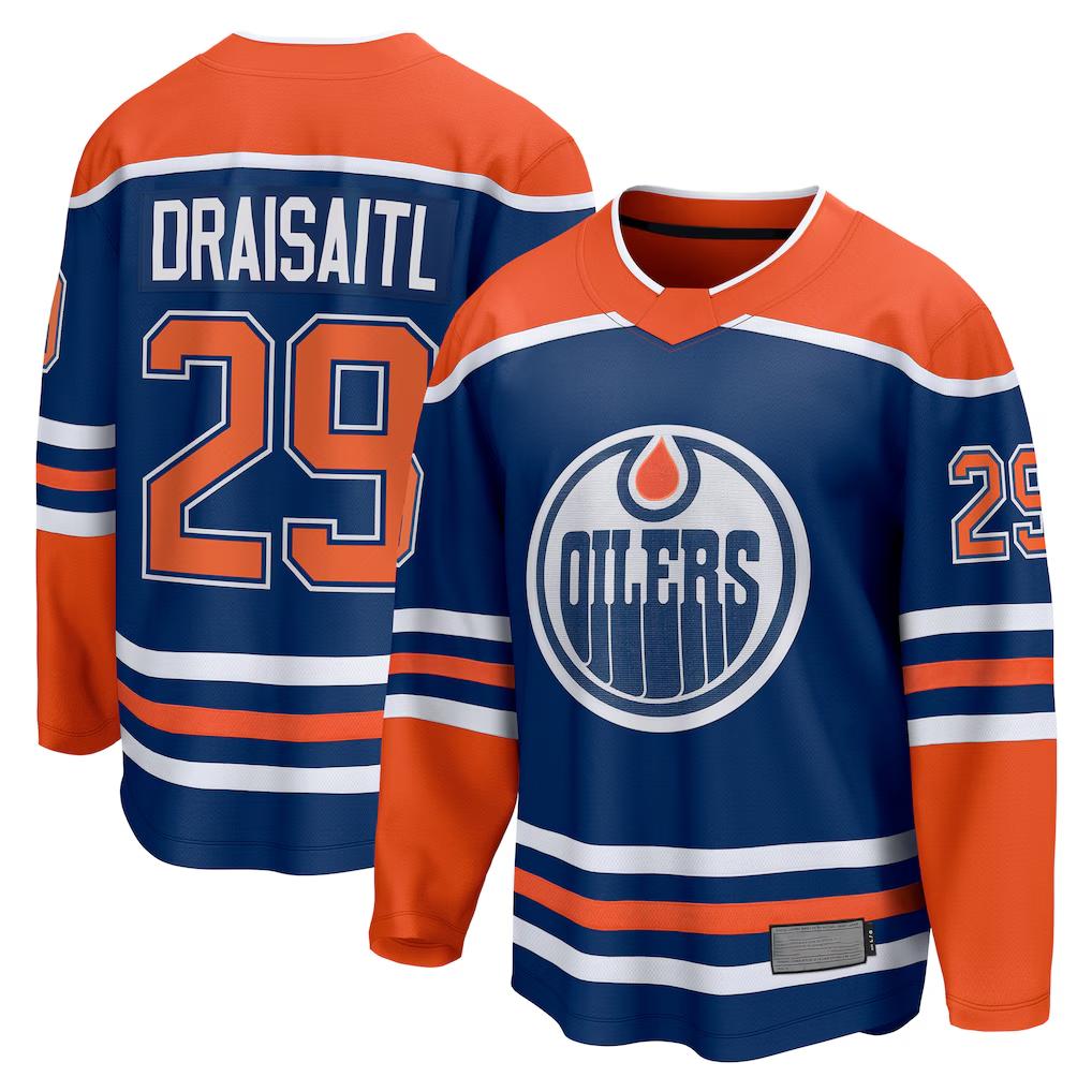 Kdoa E.Oilers #29 Leon Draisaitl Royal Home Breakaway Jerseys