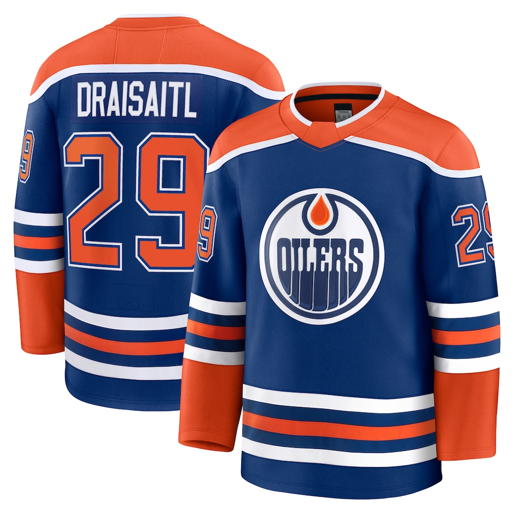 Kdoa E.Oilers #29 Leon Draisaitl Royal Home Premium Jerseys