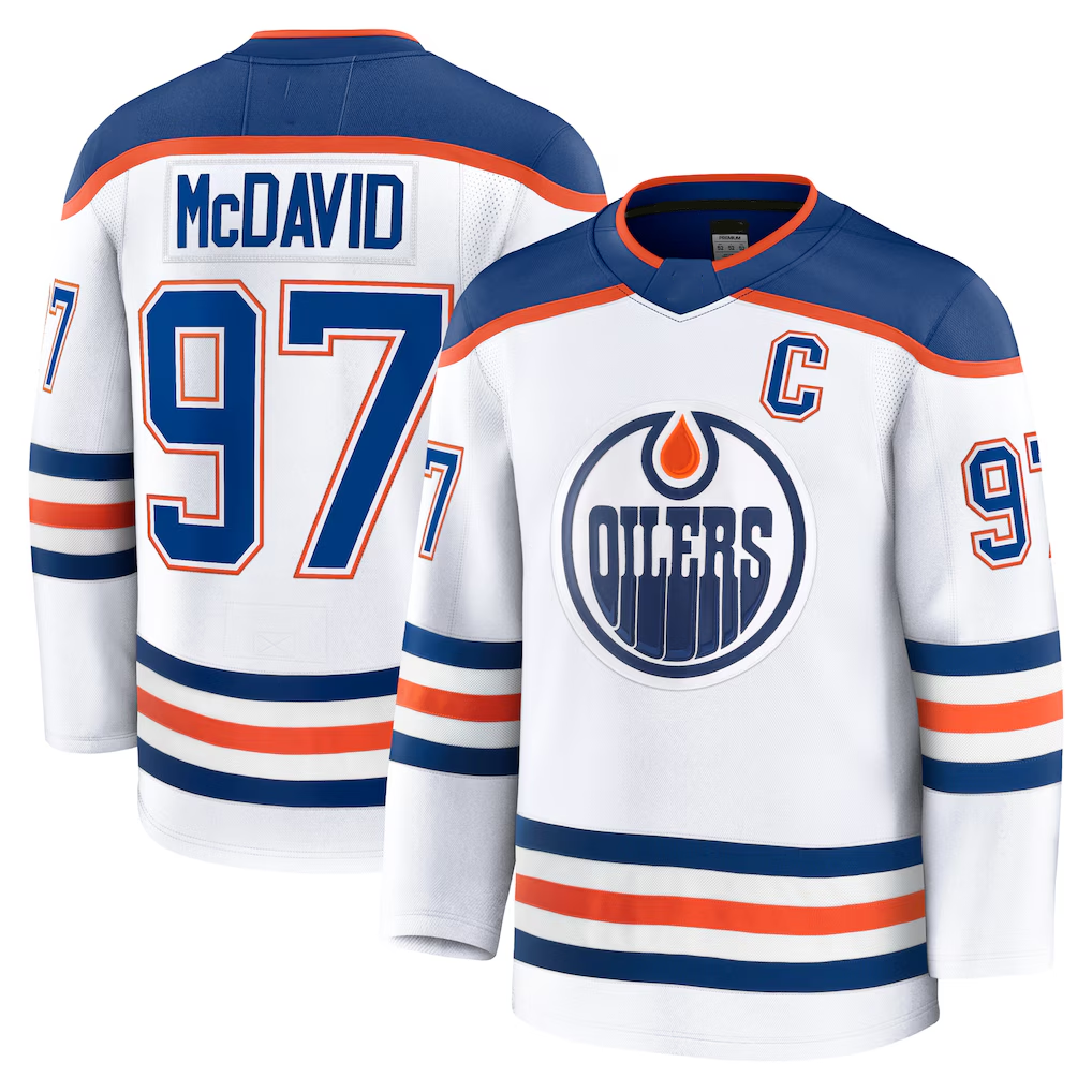 Kdoa E.Oilers #97 Connor McDavid White Away Premium Jerseys