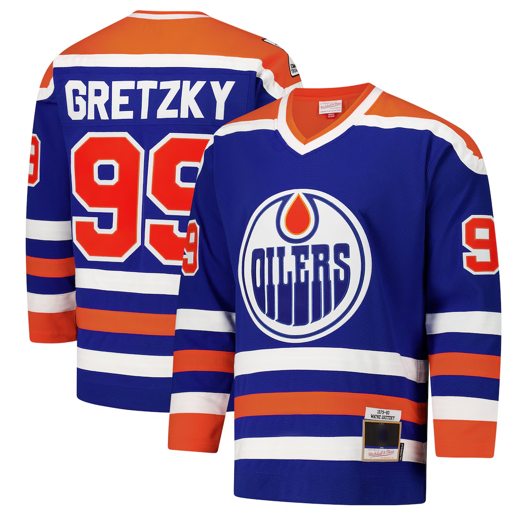 Kdoa E.Oilers #99 Wayne Gretzky Royal 1979-80 Power Play Jerseys