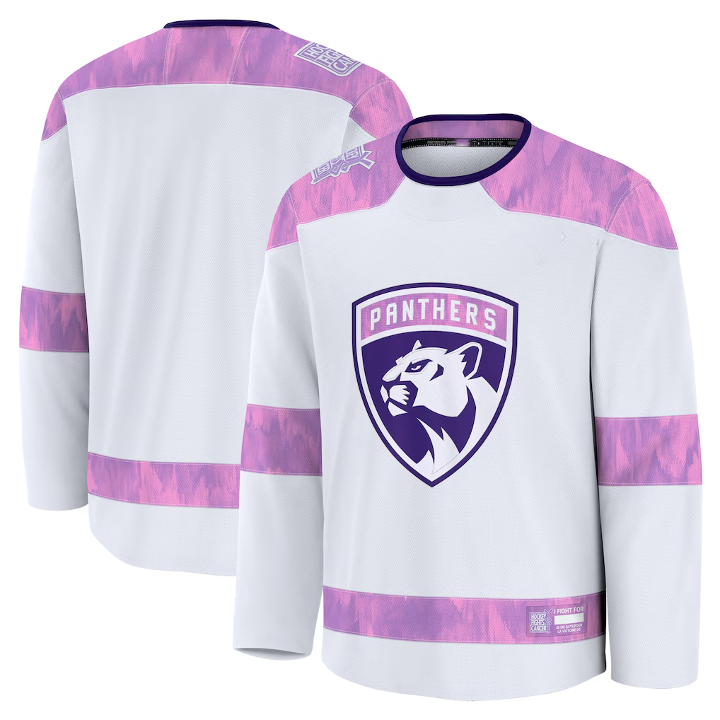 Kdoa F.Panthers White 2024 Hockey Fights Cancer Practice Jerseys