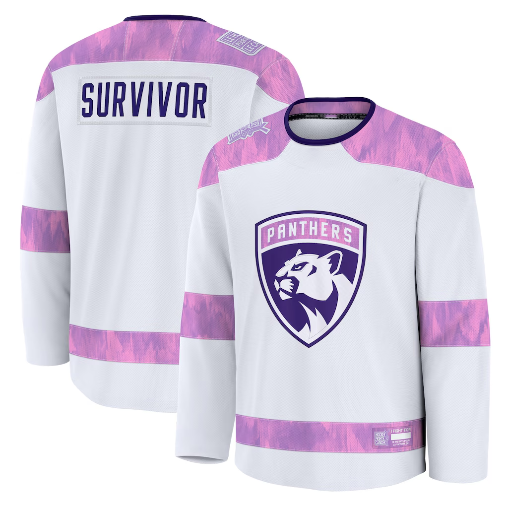 Kdoa F.Panthers White Hockey Fights Cancer Survivor Practice Jerseys
