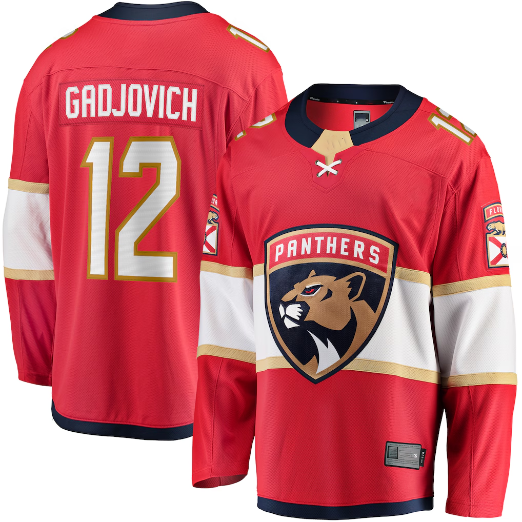 Kdoa F.Panthers #12 Jonah Gadjovich Red Premier Breakaway Player Jerseys
