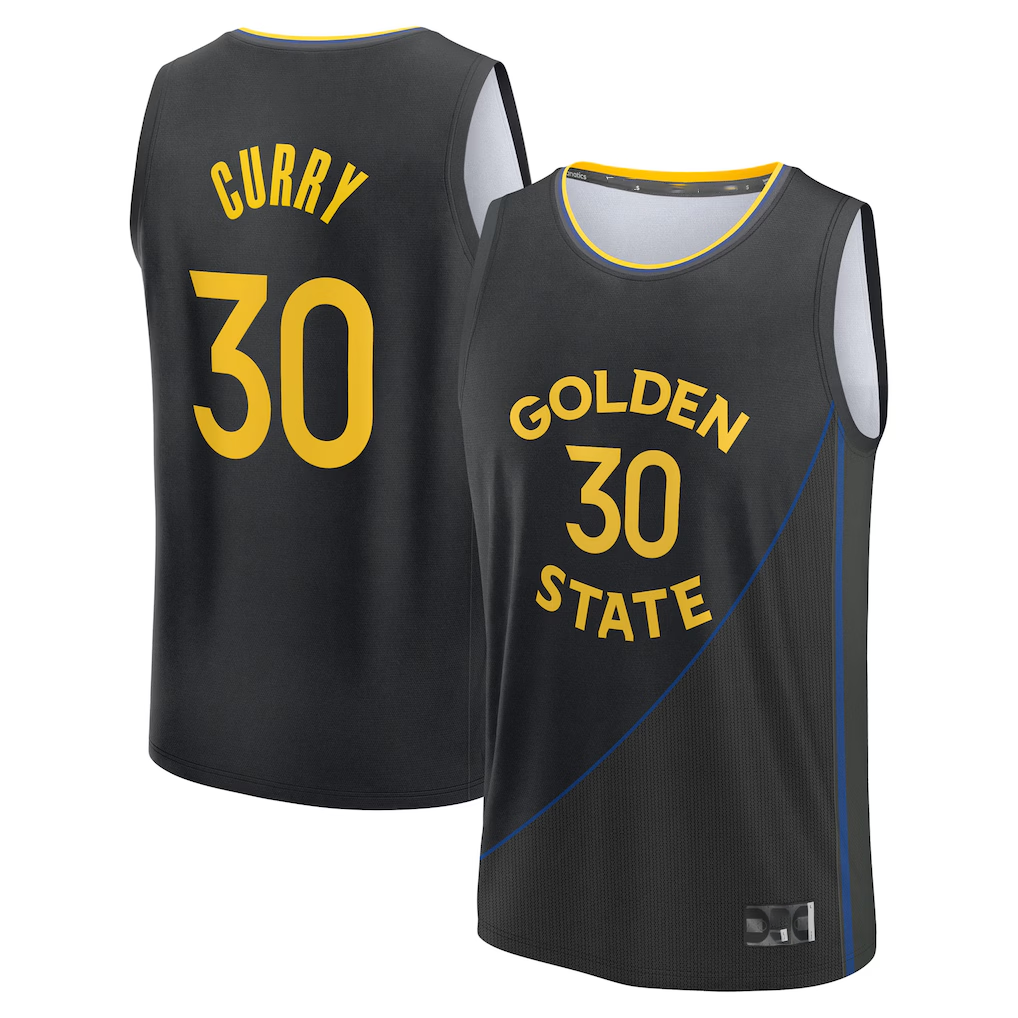 Kdoa G.State Warriors #30 Stephen Curry Black Fast Break Replica Player Jerseys - Statement Edition