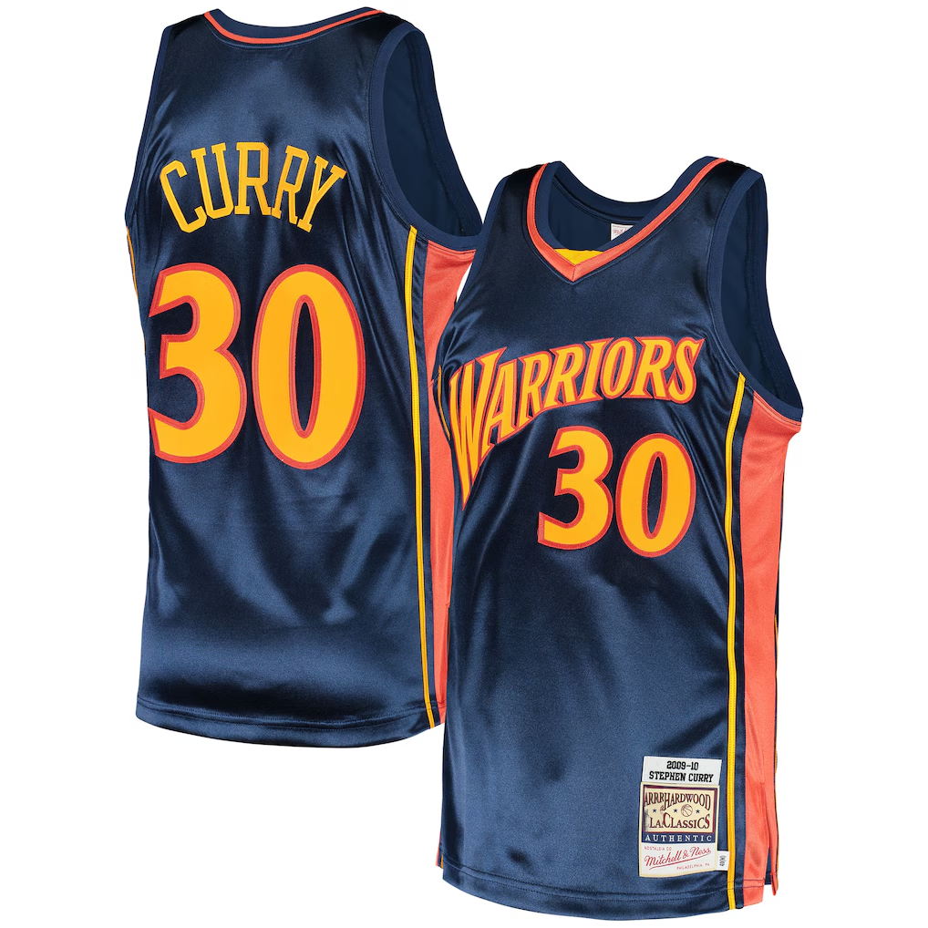 Kdoa G.State Warriors #30 Stephen Curry Mitchell & Ness Navy 2009-10 Hardwood Classics Authentic Jerseys