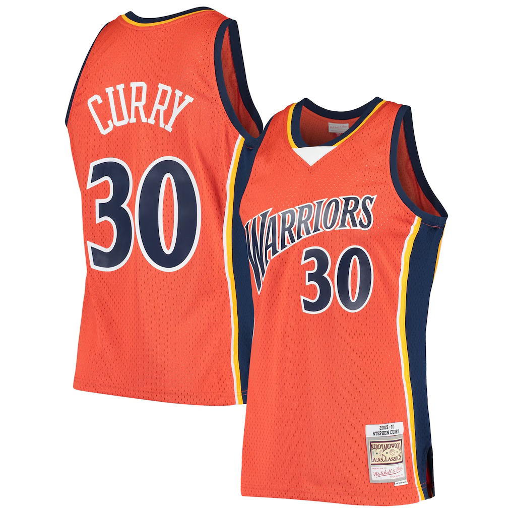 Kdoa G.State Warriors #30 Stephen Curry Mitchell & Ness Orange Hardwood Classics Swingman Jerseys