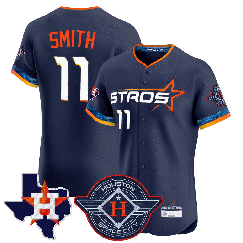 Kdoa H.Astros #11 Cam Smith Player Navy City Connect Texas Patch Vapor Premier Limited Elite Home Stitched Jerseys