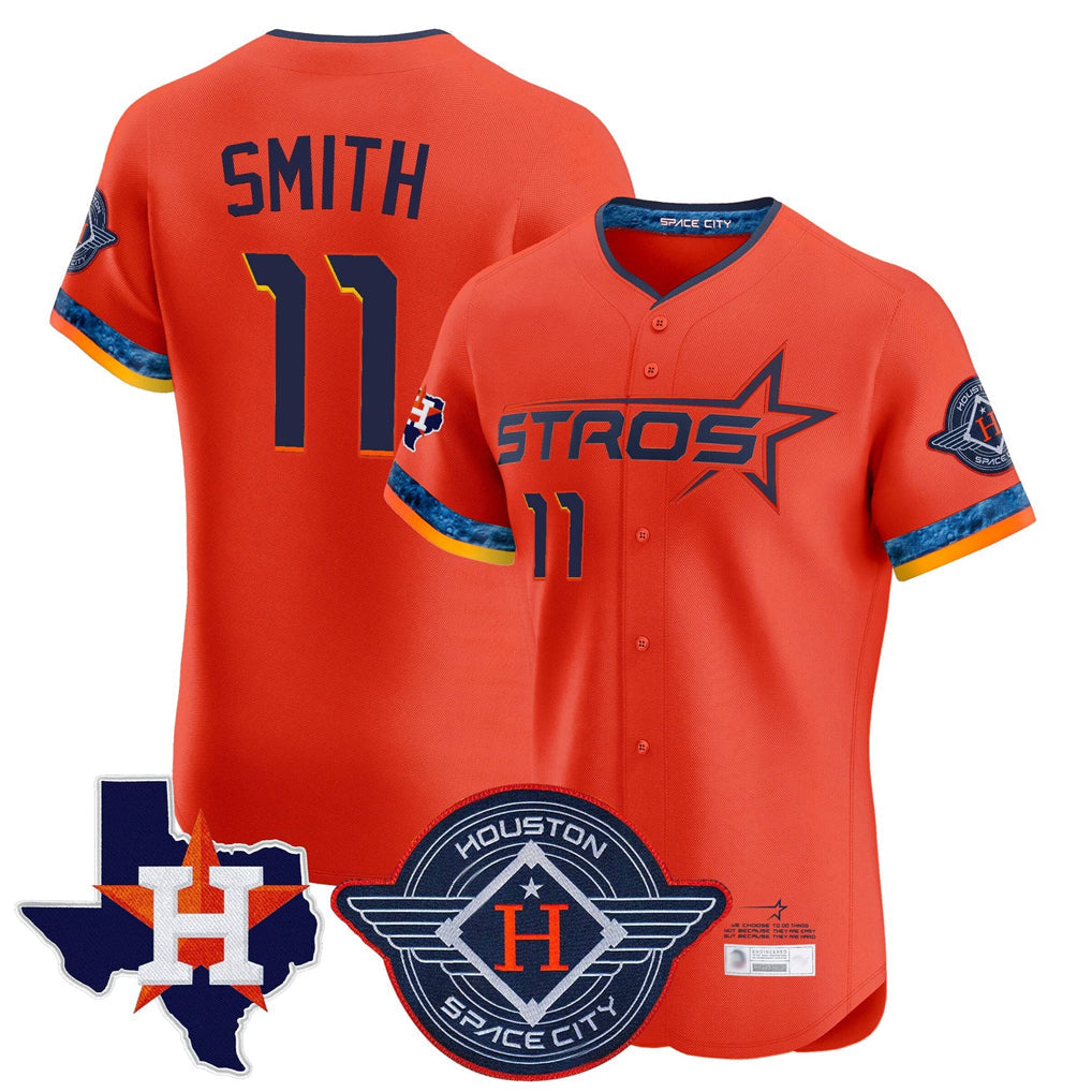 Kdoa H.Astros #11 Cam Smith Player Orange City Connect Texas Patch Vapor Premier Limited Elite Home Stitched Jerseys