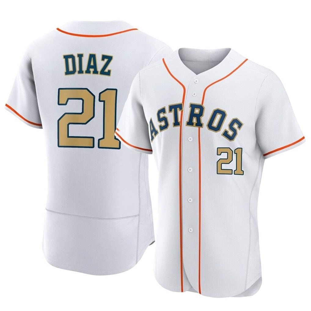 Kdoa H.Astros #21 Yainer Diaz Player Gold Collection Limited Elite Home Stitched Jerseys