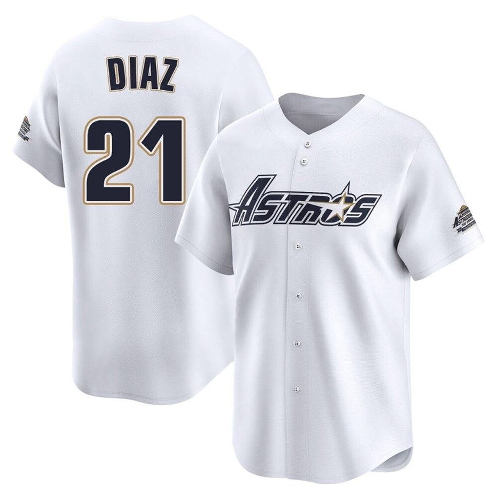 Kdoa H.Astros #21 Yainer Diaz Player White Throwback Cooperstown Collection Limited Stitched Jerseys