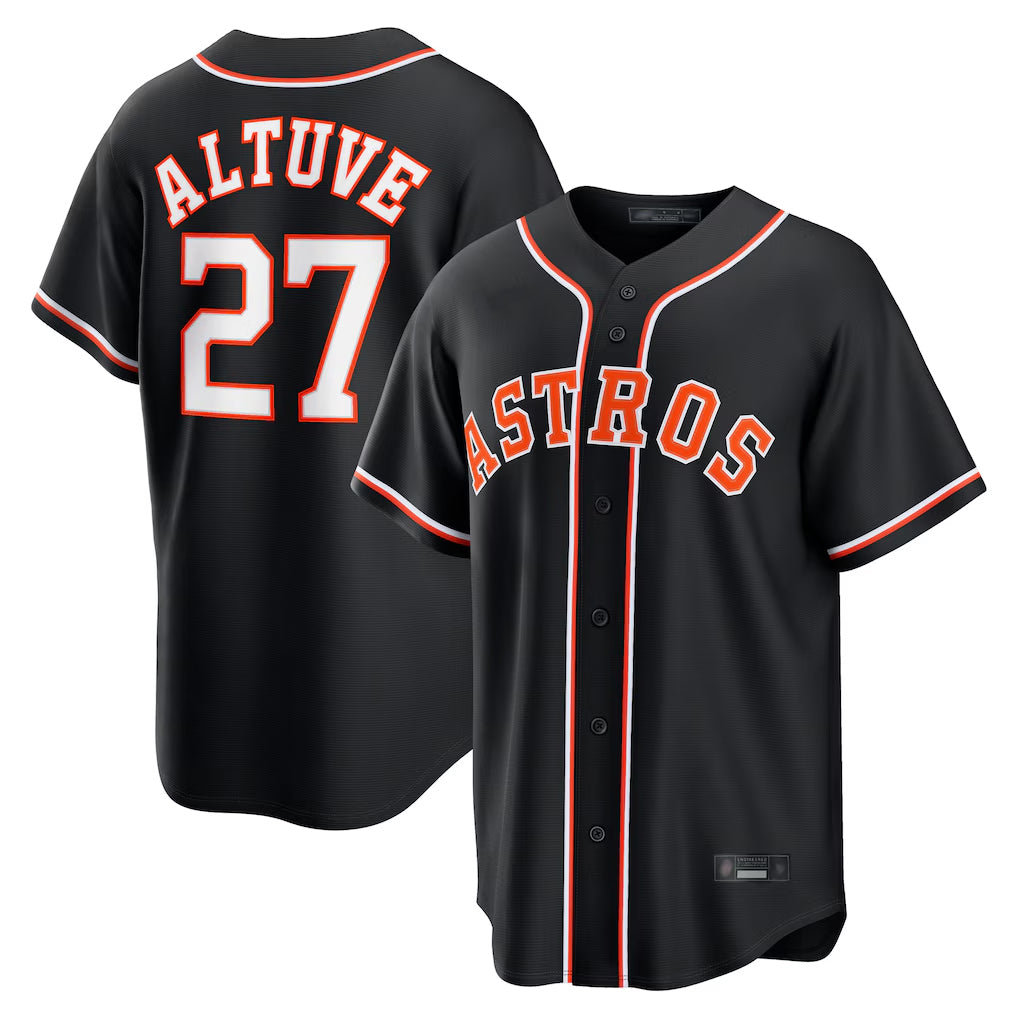 Kdoa H.Astros #27 Jose Altuve Player Black Fashion Out Home Game Stitched Jerseys