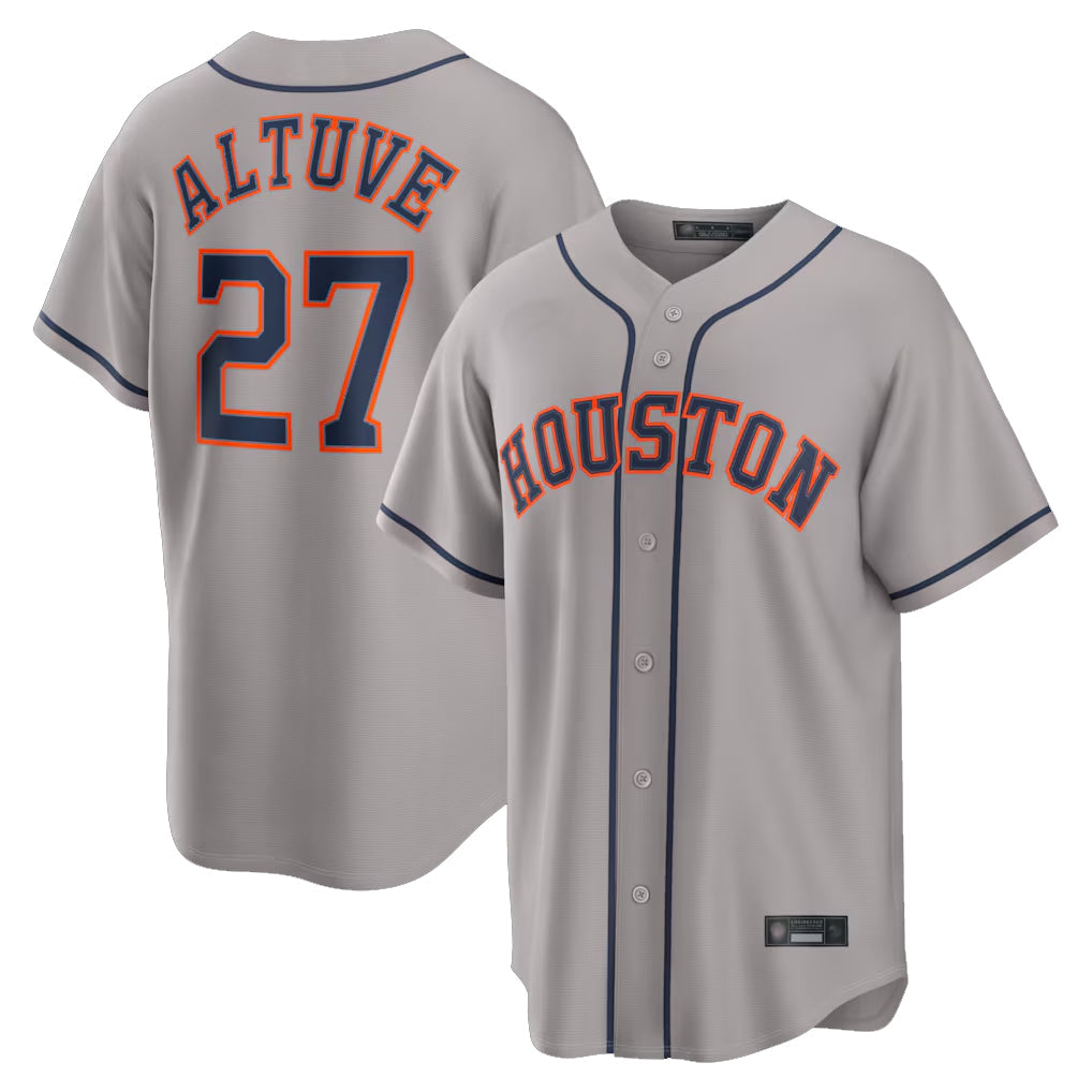Kdoa H.Astros #27 Jose Altuve Player Gray Home Game Stitched Jerseys