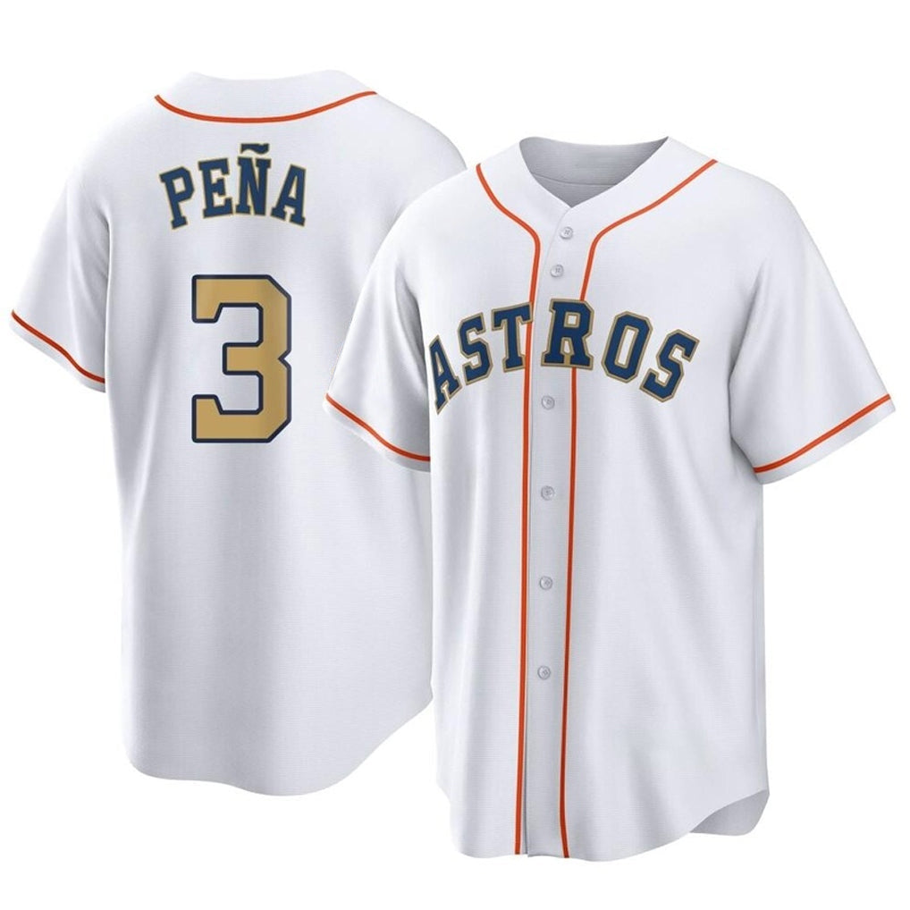 Kdoa H.Astros #3 Jeremy Pe?a Player Gold Collection Game Home Stitched Jerseys