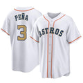 Kdoa H.Astros #3 Jeremy Pe?a Player Gold Collection Game Home Stitched Jerseys