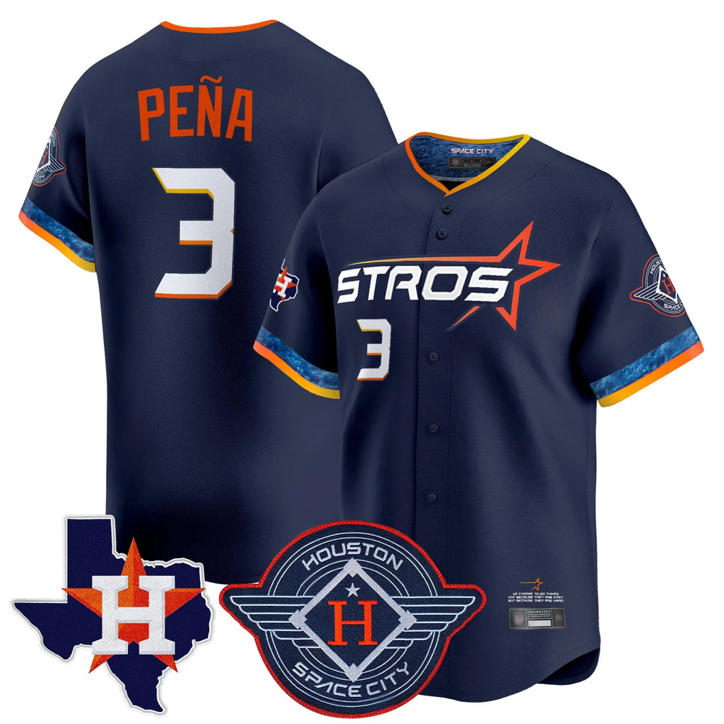 Kdoa H.Astros #3 Jeremy Pe?a Player Navy City Connect Texas Patch Vapor Premier Limited Home Stitched Jerseys