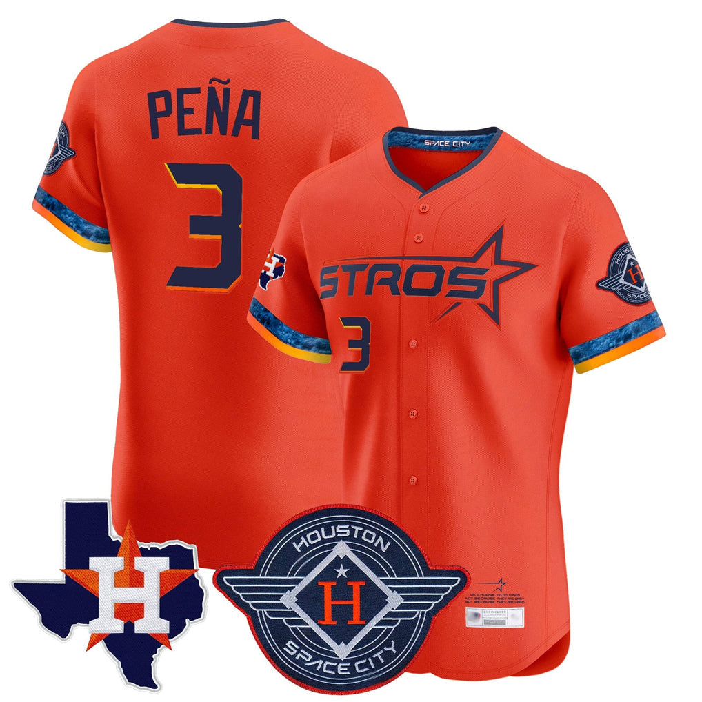 Kdoa H.Astros #3 Jeremy Pe?a Player Orange City Connect Texas Patch Vapor Premier Limited Elite Home Stitched Jerseys