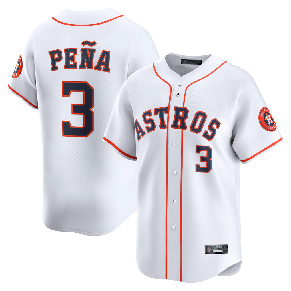 Kdoa H.Astros #3 Jeremy Pe?a Player White Home Limited Stitched Jerseys