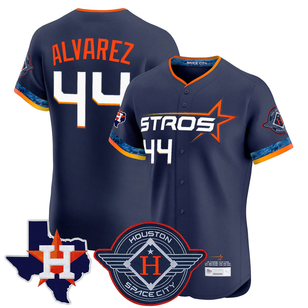 Kdoa H.Astros #44 Yordan Alvarez Player Navy City Connect Texas Patch Vapor Premier Limited Elite Home Stitched Jerseys