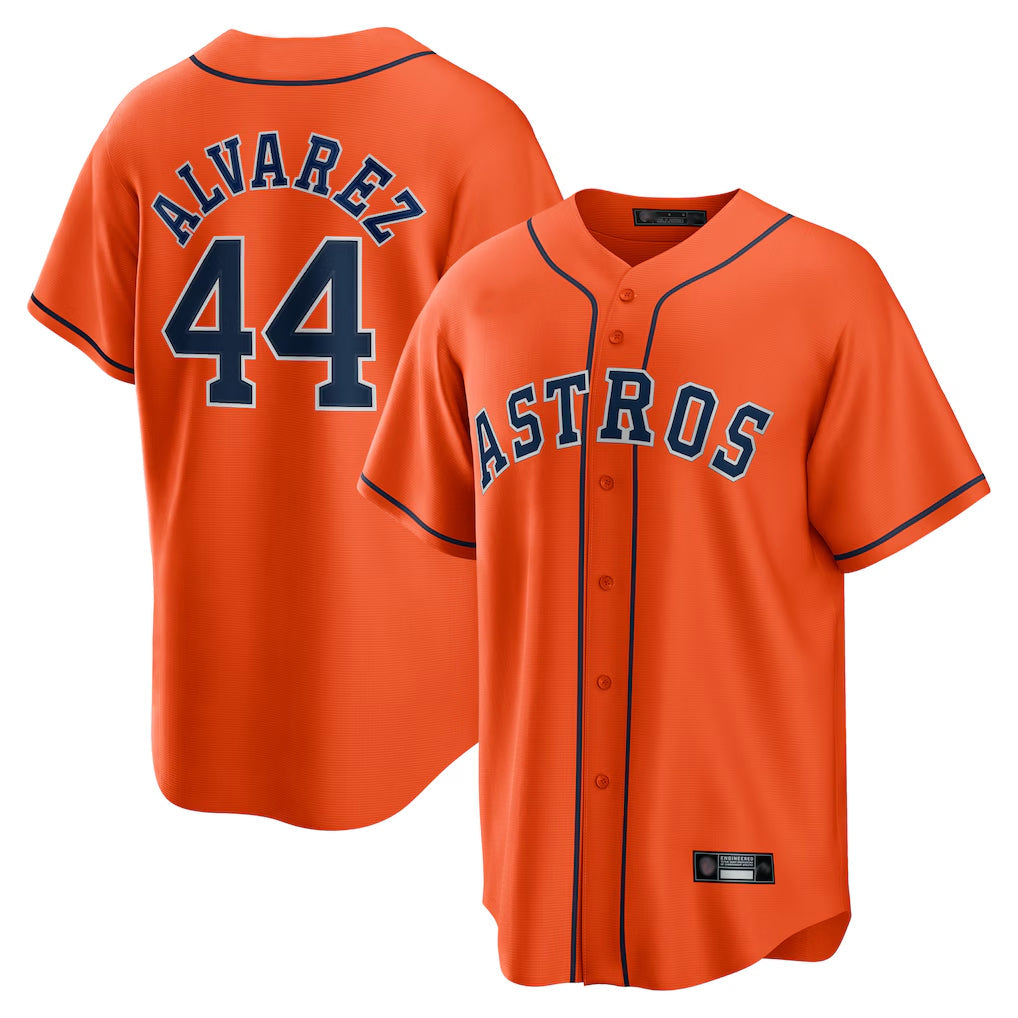 Kdoa H.Astros #44 Yordan Alvarez Player Orange Home Game Stitched Jerseys
