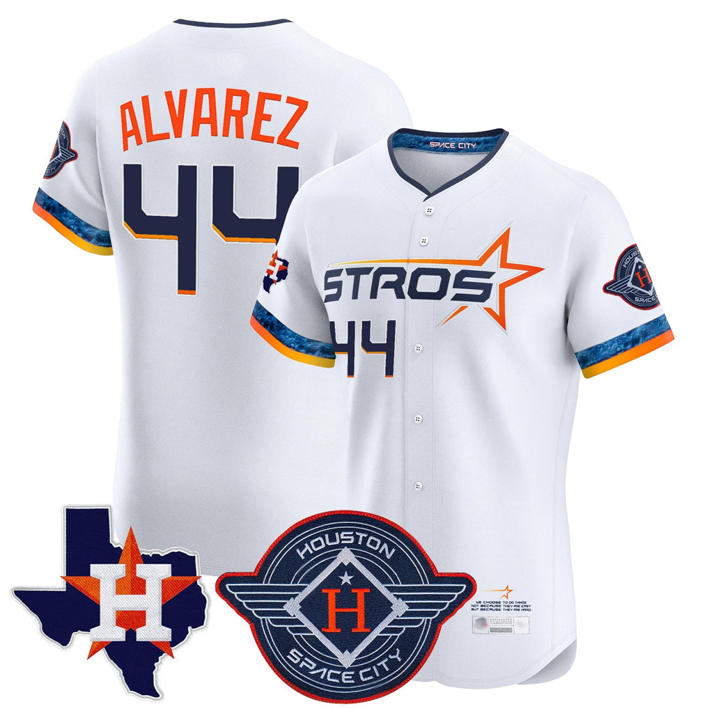 Kdoa H.Astros #44 Yordan Alvarez Player White City Connect Texas Patch Vapor Premier Limited Elite Home Stitched Jerseys