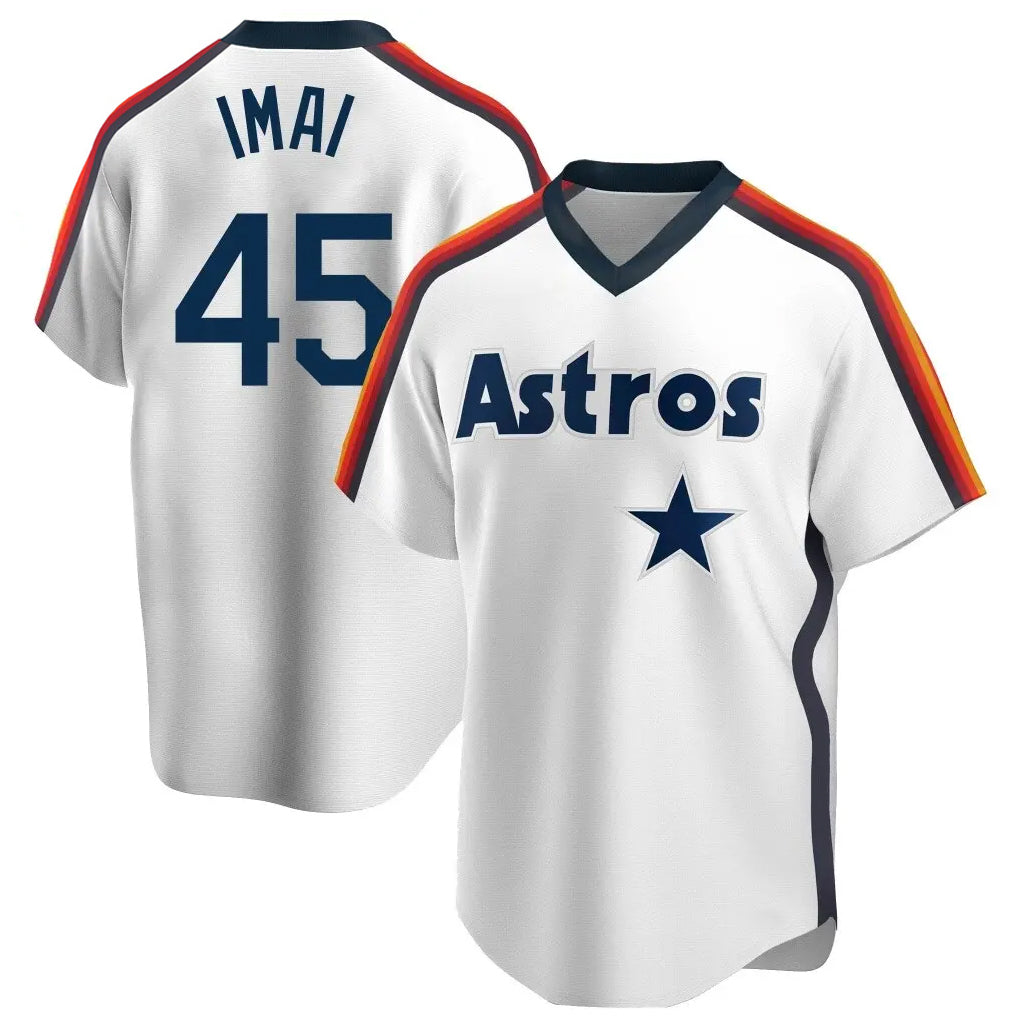 Kdoa H.Astros #45 Tatsuya Imai Player White Cooperstown Collection T-shirt Stitched Jerseys