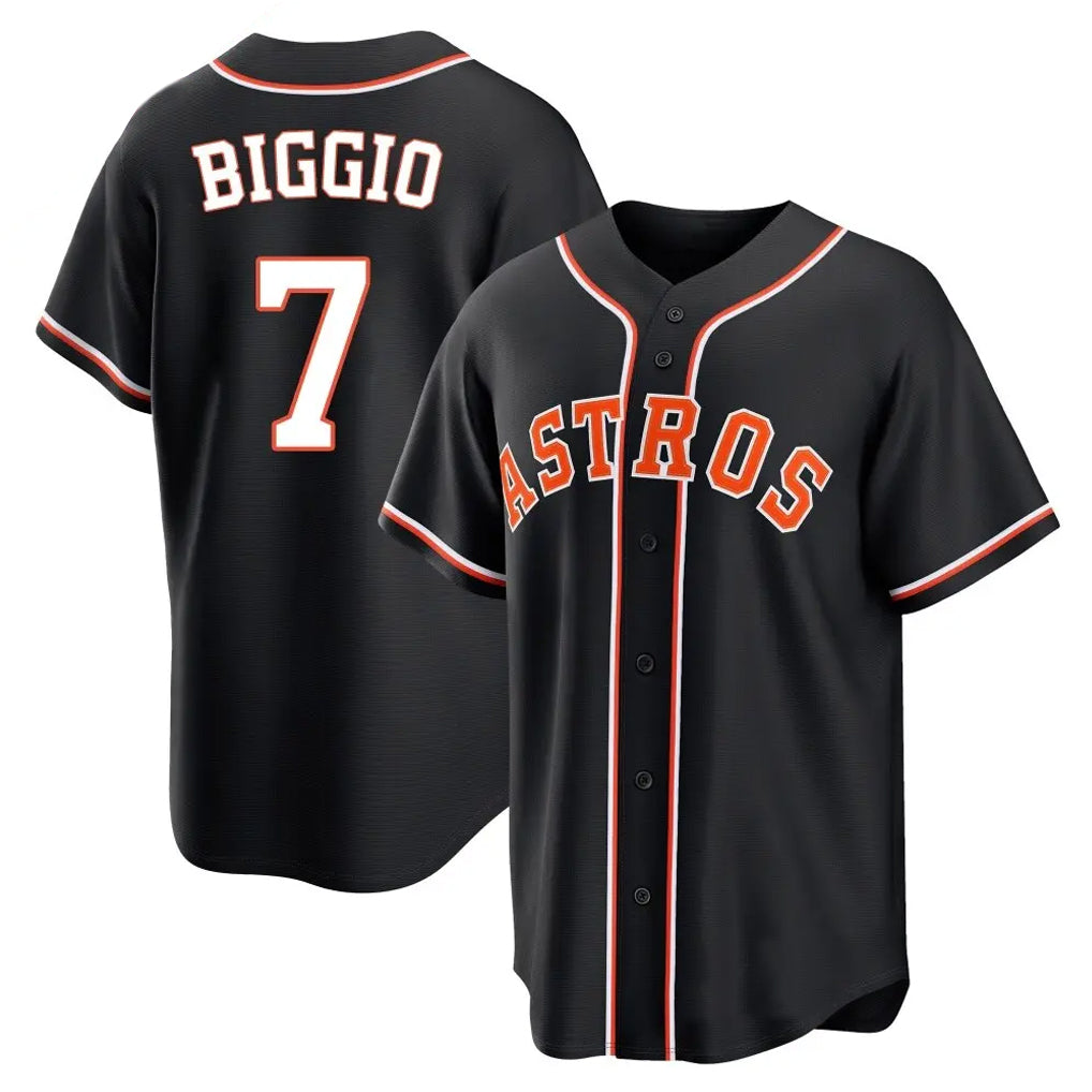 Kdoa H.Astros #7 Craig Biggio Player Black Fashion Out Home Game Stitched Jerseys
