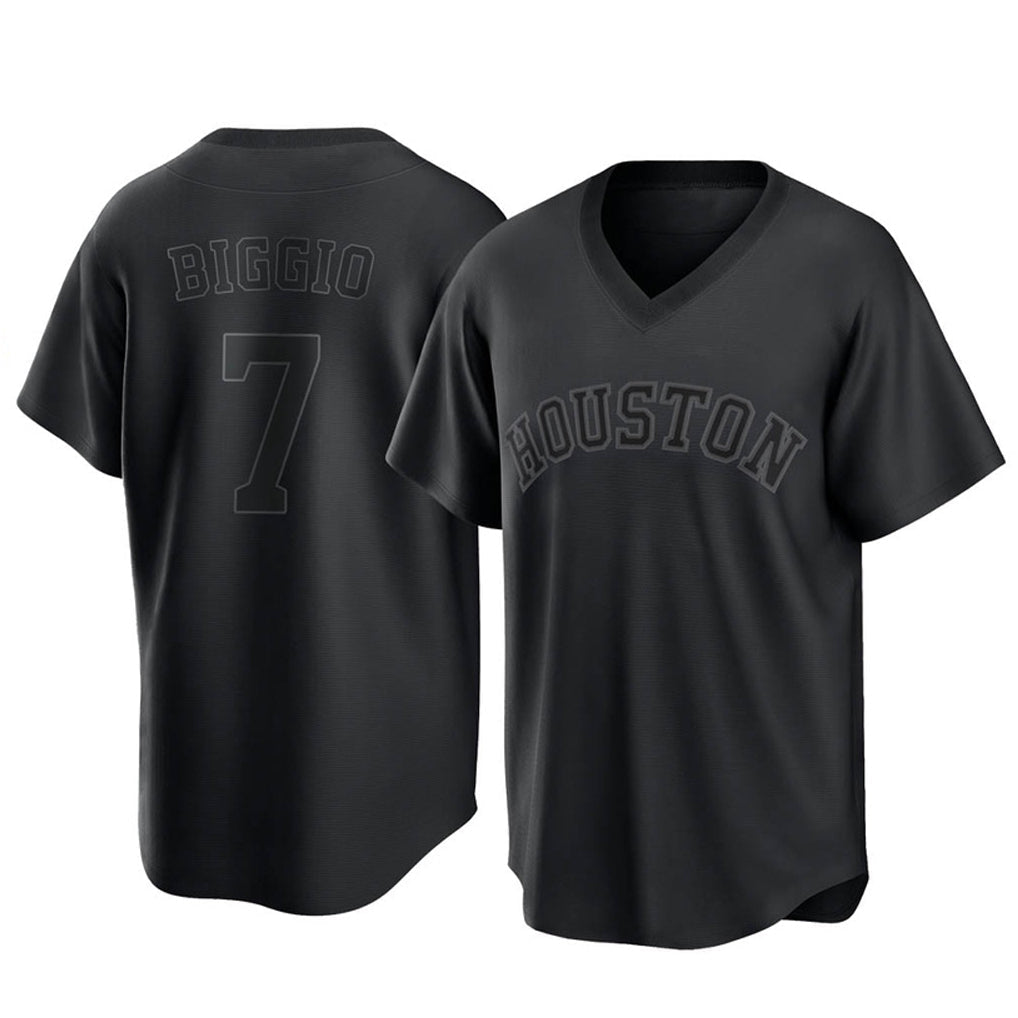 Kdoa H.Astros #7 Craig Biggio Player Black Fashion T-shirt Home Game Stitched Jerseys