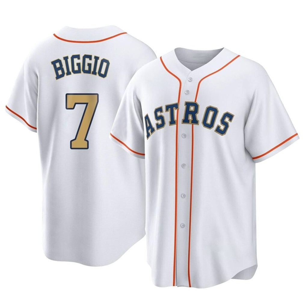Kdoa H.Astros #7 Craig Biggio Player Gold Collection Game Home Stitched Jerseys