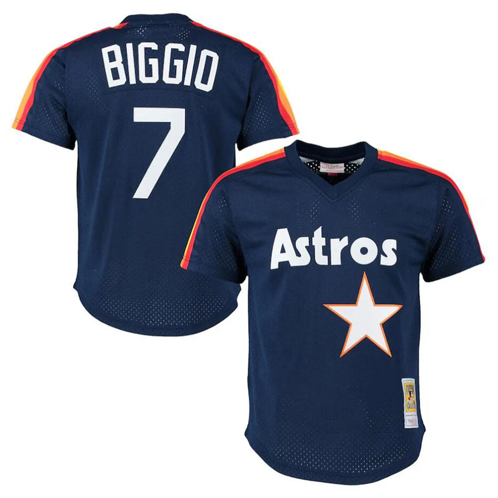 Kdoa H.Astros #7 Craig Biggio Player Navy Mitchell & Ness Cooperstown Mesh Limited Stitched Jerseys