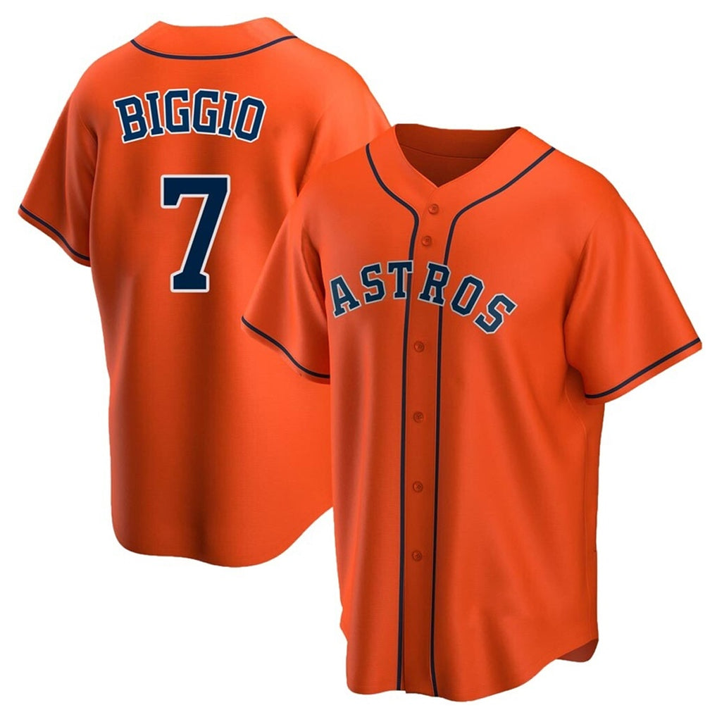 Kdoa H.Astros #7 Craig Biggio Player Orange Home Game Stitched Jerseys